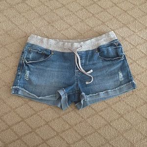 Justice Distressed Denim Drawstring Jean Shorts
